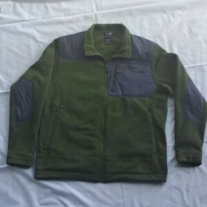 NORTH FACE Heather Green & Gray Full Zip Fleece color block TWO FLAWS